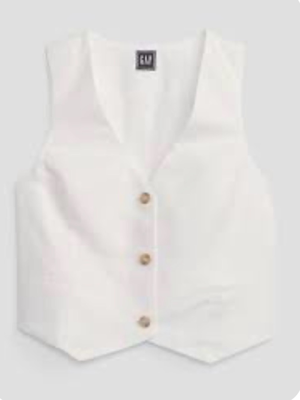 GAP White Sleeveless Button Vest